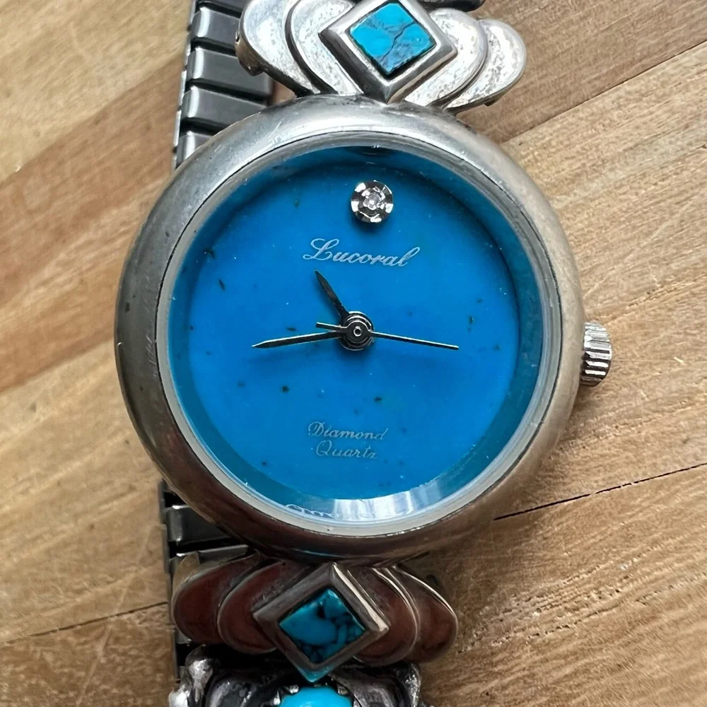 Lucoral ladies Sterling silver Native American watch wings turquoise watch